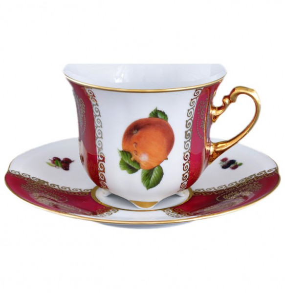 Чайная пара 1 шт  Royal Czech Porcelain &quot;Болеро /Фрукты /Красные листики&quot; / 203638