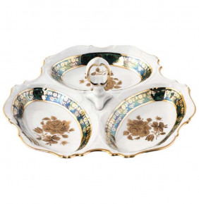 Менажница 19 см  Royal Czech Porcelain "Офелия /Золотая роза /Зеленая" / 203533