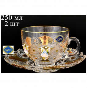Набор чайных пар 250 мл 2 шт (4 предмета)  Jahami "Хрусталь с золотом" / 071366
