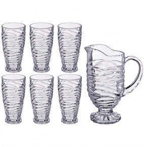 Набор для сока 7 предметов (кувшин 1,5 л + 6 шт стаканов по 300 мл)  LEFARD "MUZA /Без декора" / 187600