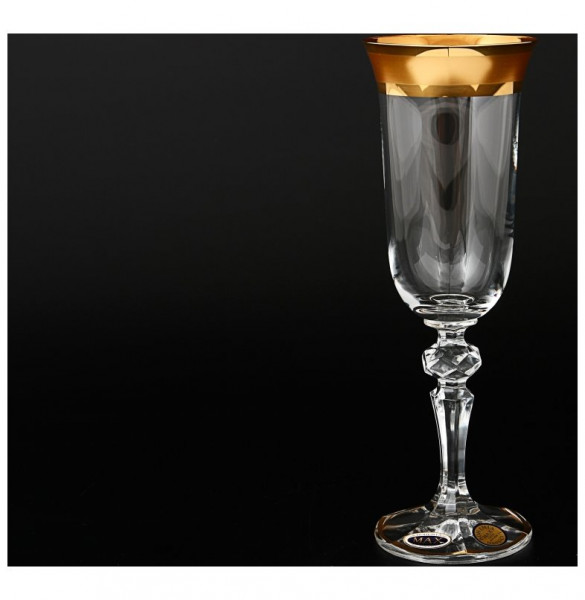 Бокалы для шампанского 150 мл 6 шт  Star Crystal &quot;Кристина /Матовая полоса /золото&quot; SC  / 119985