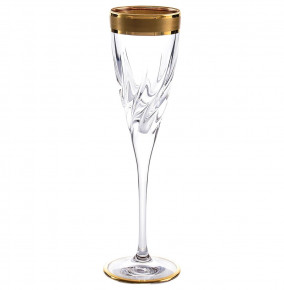 Бокалы для шампанского 120 мл  6 шт  RCR Cristalleria Italiana SpA "Трикс /Матовая полоса /золото" / 146764