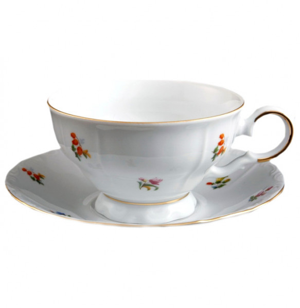 Набор чайных пар 160 мл 6 шт низкие  Bohemia Porcelan Moritz Zdekauer 1810 s.r.o. &quot;Магнолия /Мелкие цветы&quot; / 027391