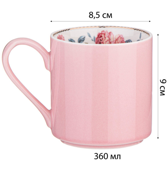 Кружка 360 мл розовая  LEFARD &quot;Blossom /С розами&quot;  / 323087