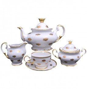 Чайный сервиз на 6 персон 15 предметов  Thun "Анжелика /Маленькие золотые розочки" / 166601