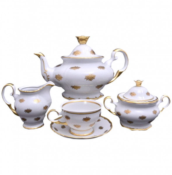 Чайный сервиз на 6 персон 15 предметов  Thun &quot;Анжелика /Маленькие золотые розочки&quot; / 166601