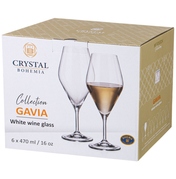 Бокалы для белого вина 470 мл 6 шт  Crystalite Bohemia &quot;Gavia /Без декора&quot; / 286775
