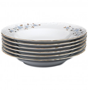 Набор тарелок 22,5 см 6 шт глубокие  Cmielow "Рококо /Голубой цветок" / 046749