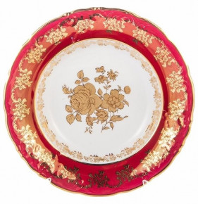 Набор тарелок 23 см 6 шт глубокие  МаМ декор "Фредерика /Золотая роза /красная" / 165750