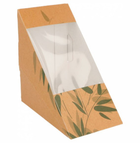 Коробка для двойного сэндвича с окном 12,4 х 12,4 х 7,3 см 100 шт  Garcia De Pou "Feel Green" / 317265