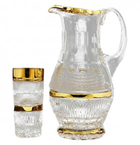 Набор для воды 7 предметов (кувшин 1,3 л + 6 стаканов по 350 мл) "Max Crystal /Хрусталь с золотом" / 133012