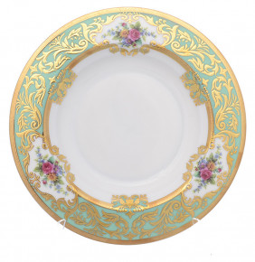Набор тарелок 22,5 см  6 шт глубокие  Falkenporzellan "Опал /Цветы на нежно-бирюзовом /с золотом" / 232770