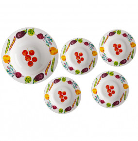 Набор тарелок 5 предметов (тарелка 27 см + 4 тарелки 22 см)  Casa Domani "Весенние овощи" (подарочная упаковка) / 291458