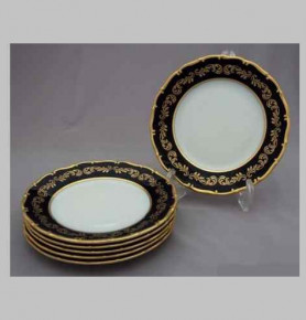 Набор тарелок 25 см 6 шт  Bohemia Porcelan Moritz Zdekauer 1810 s.r.o. "Анжелика /Золотые вензеля /Кобальт" / 034115