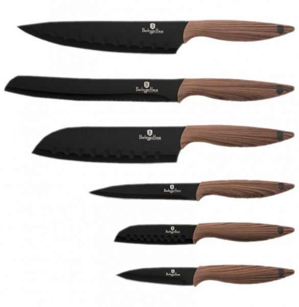 Набор кухонных ножей 6 предметов черные  Berlinger Haus &quot;Forest Line&quot; / 117231