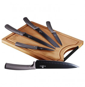 Набор кухонных ножей 6 предметов с разделочной доской  Berlinger Haus "Carbon Metallic Line" / 280755