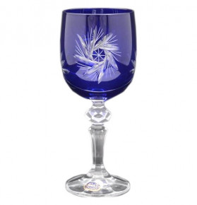 Бокалы для красного вина 220 мл 6 шт синие  Crystalite Bohemia "Мирель /Резные цветные" / 108541