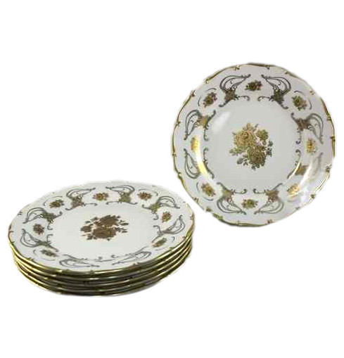 Набор тарелок 17 см 6 шт  Bohemia Porcelan Moritz Zdekauer 1810 s.r.o. &quot;Анжелика /Золотая роза /золото&quot; / 027538