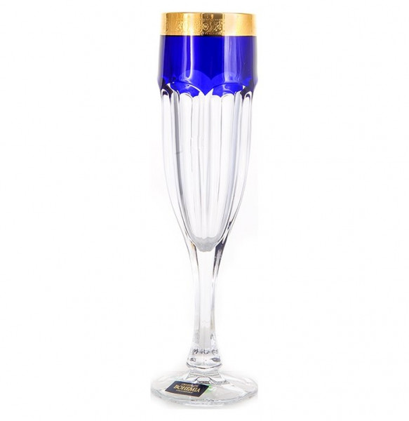 Бокалы для шампанского 150 мл 6 шт  Crystalite Bohemia &quot;Сафари /Синие&quot; / 119782