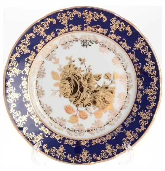 Набор тарелок 17 см 6 шт  Thun &quot;Констанция /Золотые розы /Кобальт&quot; / 129522