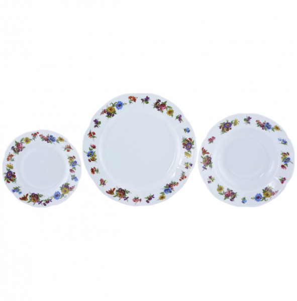 Набор тарелок 18 предметов (19, 22,5, 27 см)  Royal Czech Porcelain &quot;Болеро /Полевой букет&quot; / 203608
