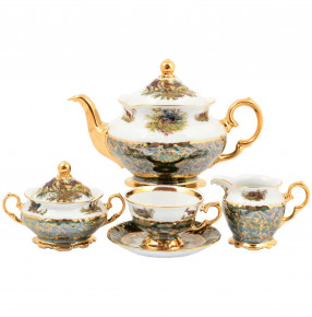 Чайный сервиз на 6 персон 17 предметов  Sterne porcelan "Фредерика /Охота зеленая" / 128775