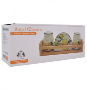 Набор для сервировки 3 предмета 9,8 х 4,4 х 7,3 см подставка 5 х 5 х 7,5 см  Royal Classics "Лимоны" / 277691