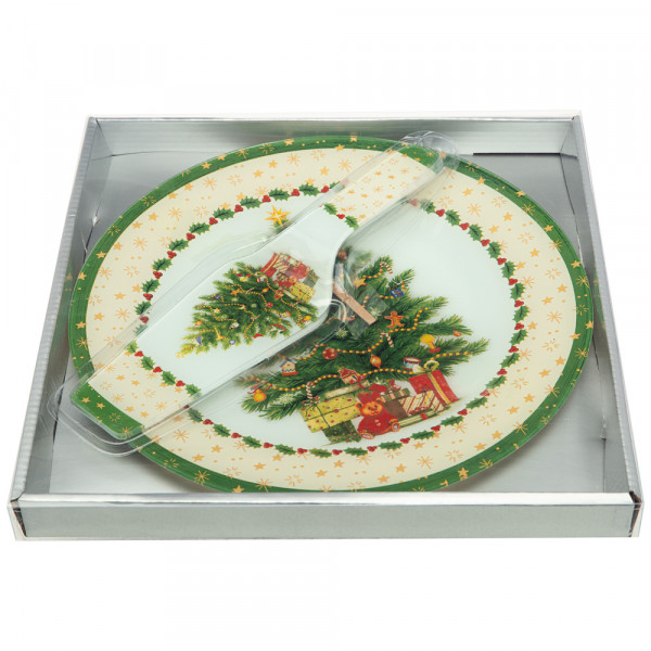 Тарелка для торта 28 см с лопаткой  LEFARD &quot;Рождественская сказка&quot; / 268431