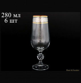 Бокалы для пива 280 мл 6 шт  Crystalite Bohemia "Sterna /Клаудия /Цветочный узор на платине" / 005685