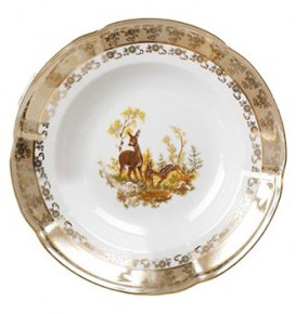 Тарелка 22,5 см 1 шт глубокая  Royal Czech Porcelain "Болеро /Охота бежевая" / 204686