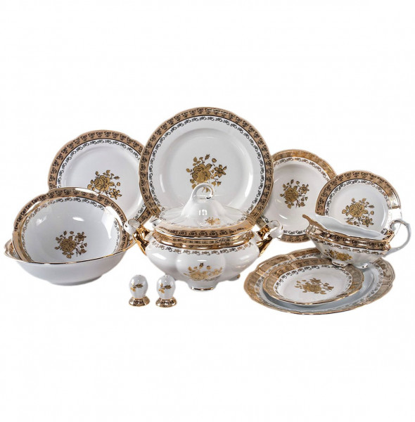 Столовый сервиз на 6 персон 26 предметов  Royal Czech Porcelain &quot;Болеро /Золотая роза /Бежевая&quot; / 203630