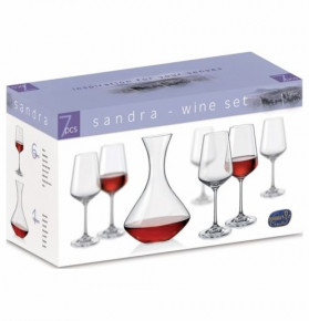 Набор для вина 7 предметов (декантер 1,5 л + 6 бокалов по 350 мл)  Crystalex CZ s.r.o. "Сандра /Без декора" / 140742
