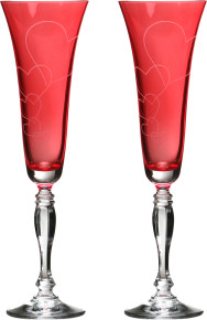 Бокалы для шампанского 180 мл 2 шт  Crystalex CZ s.r.o. "Виктория /Свадебный /красный" / 084091