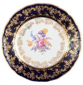 Набор тарелок 19 см 6 шт  Bohemia Porcelan Moritz Zdekauer 1810 s.r.o. "Офелия /Кобальт /Полевой цветок" / 039467
