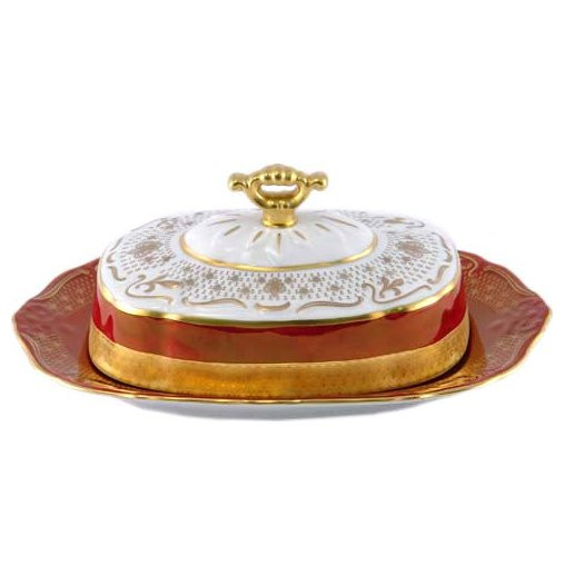 Маслёнка  Royal Czech Porcelain &quot;Мария-Луиза /Королевская лилия на красном&quot; / 204728