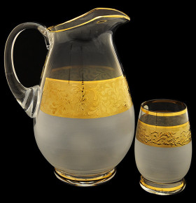 Набор для воды 7 предметов (кувшин 1,3 л + 6 стаканов 240 мл)  Egermann "Амбер /матовый с золотом" / 029953