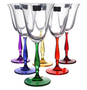 Бокалы для шампанского 190 мл 6 шт  AS Crystal Bohemia "Антик /Разноцветные ножки" AS Crystal  / 229321