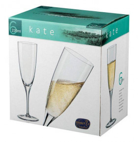 Бокалы для шампанского 220 мл 4 шт  Crystalex CZ s.r.o. "Кейт /Бирюзовые" / 285167