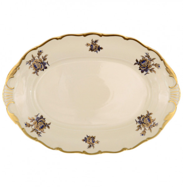 Блюдо 32 см овальное  Bohemia Porcelan Moritz Zdekauer 1810 s.r.o. &quot;Анжелика /Синяя роза с золотом /СК&quot; / 067747