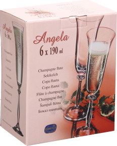 Бокалы для шампанского 190 мл 6 шт  Crystalex CZ s.r.o. "Анжела /Оптика /Отводка платина" / 005146