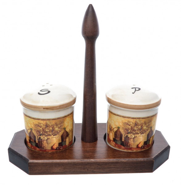 Набор для специй 19,7 х 9,7 см на деревянной подставке  Ceramica Cuore &quot;Натюрморт&quot;  / 226228