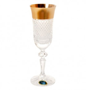 Бокалы для шампанского 150 мл 6 шт  Sonne Crystal "Фелиция /Хрусталь с золотом" / 048181