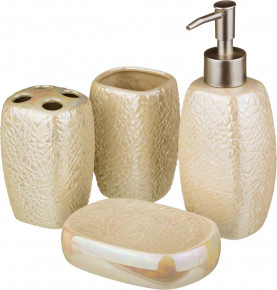 Набор для ванной комнаты 4 предмета (дозатор для мыла, мыльница, стакан для зубных щёток, стакан) / 199214