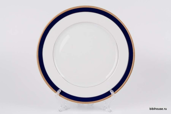 Набор тарелок 22 см 6 шт глубокие  Thun &quot;Сильвия /Синяя полоса с золотом&quot; / 223109