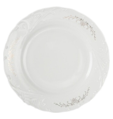 Набор тарелок 25 см 6 шт  Bohemia Porcelan Moritz Zdekauer 1810 s.r.o. &quot;Лиана /Серый орнамент /отводка платина&quot; / 051015
