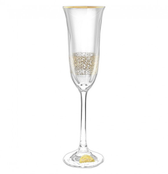Бокалы для шампанского 160 мл 6 шт  Rona &quot;Флора /Золотая паутинка снизу&quot; / 096502