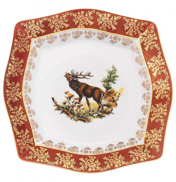 Набор тарелок 21,5 см 6 шт  Royal Czech Porcelain &quot;Львов /Охота красная&quot; / 203458