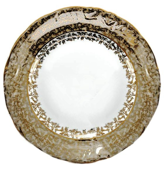 Набор тарелок 24 см 6 шт  Roman Lidicky &quot;Фредерика /Золотые листики на бежевом&quot; / 167804