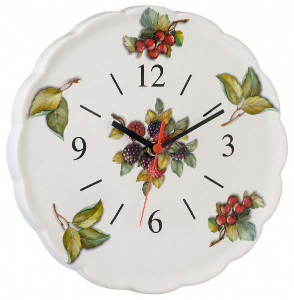 Часы настенные 29,5 см  Artigianato Ceramico by Caroline &quot;Artigianato ceramico /Лесные ягоды&quot; / 243595