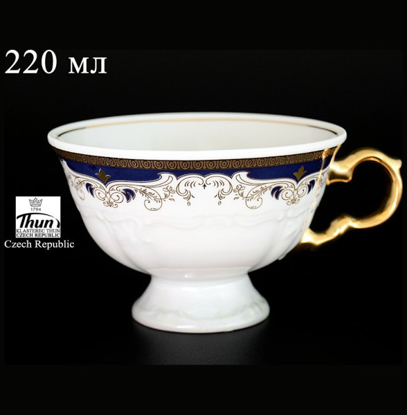 Набор чайных пар 220 мл 6 шт  Thun &quot;Мария-Луиза /Лилии на синем&quot; / 056407